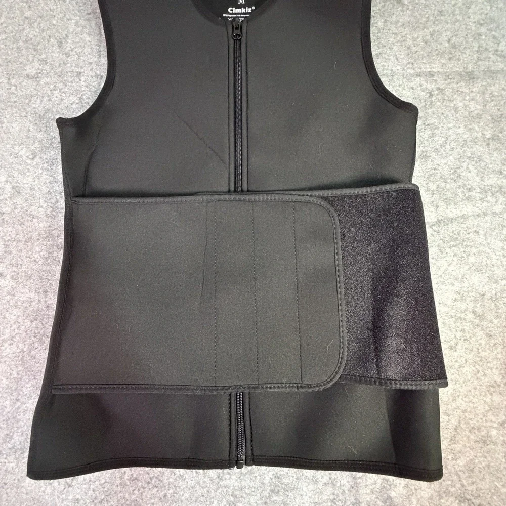 Cimkiz‎ Neoprene Sweat Vest Waist Trainer Zipper Black Size M Kardashians Cinch